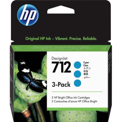 HP 712 3-pack 29-ml Cyan DesignJet Ink Cartridge InkJet Cartridge