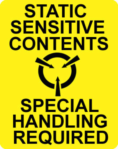 Warning Static Sensitive Shipping Labels