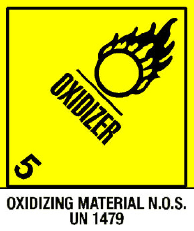 Warning Oxidizer - Oxidizing Material Shipping Labels