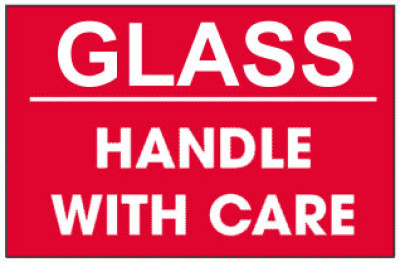 Packing Glass Handle With Care Red Shipping Labels