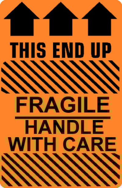 Caution Fragile Handle With Care - This End Up Shipping Labels