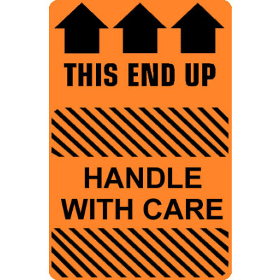 Caution Handle With Care - This End Up Shipping Labels