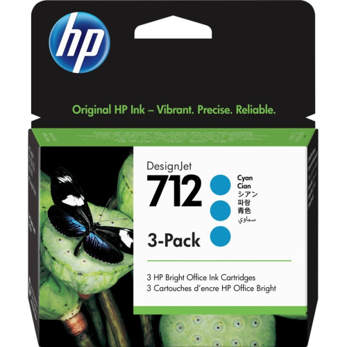 HP 712 3-pack 29-ml Cyan DesignJet Ink Cartridge InkJet Cartridge