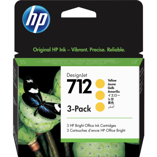 HP 712 3-pack 29-ml Yellow DesignJet Ink Cartridge InkJet Cartridge