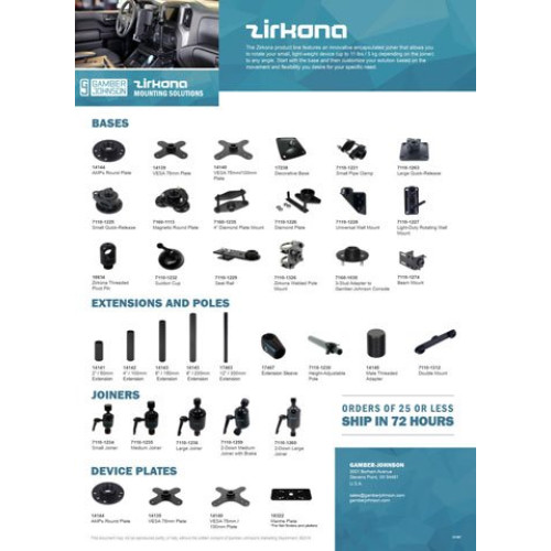 Gamber-Johnson Zirkona Mounting Solutions  Mounting Hardware and Stands