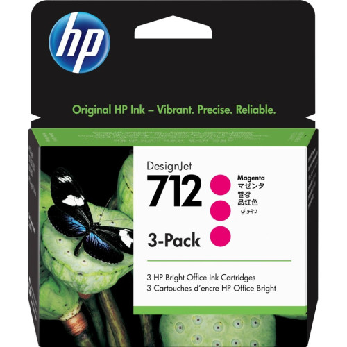 HP 712 3-pack 29-ml Magenta DesignJet Ink Cartridge InkJet Cartridge
