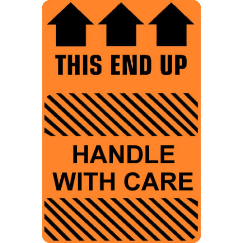 Caution Handle With Care - This End Up Shipping Labels